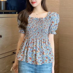 Printed Chiffon Casual Blouse Mssza
