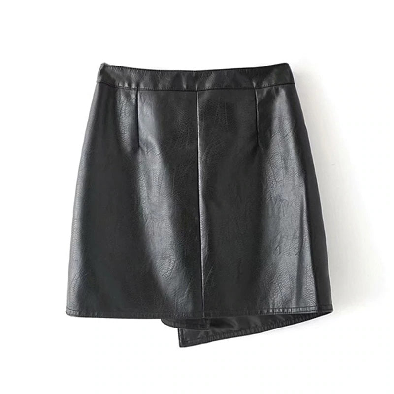 Pu Leather Solid Zipper Mini Skirts Mssza