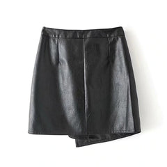 Pu Leather Solid Zipper Mini Skirts Mssza