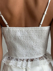 Ruched Solid V Neck Cropped Tank Top Mssza