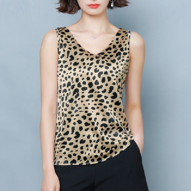 Sleeveless Leopard Printed Blouse Mssza