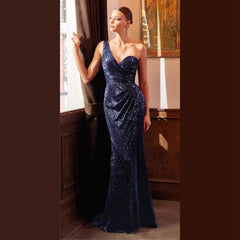 Slim One Shoulder Tube Top Sequins Shinning Long Dress Mssaz Desses