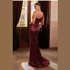 Slim One Shoulder Tube Top Sequins Shinning Long Dress Mssaz Desses
