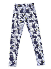 Slim Polyester Cat Print Skinny Trousers Mssza