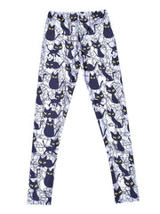 Slim Polyester Cat Print Skinny Trousers Mssza