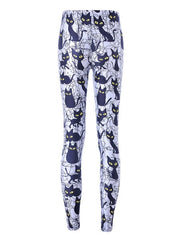 Slim Polyester Cat Print Skinny Trousers Mssza