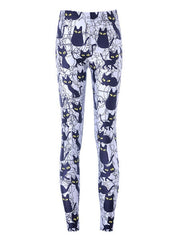 Slim Polyester Cat Print Skinny Trousers Mssza
