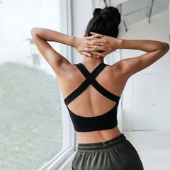 Sports Yoga Crop Top Solid Athletic Vest Gym Shirt Sportswear Mssza