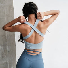Sports Yoga Crop Top Solid Athletic Vest Gym Shirt Sportswear Mssza