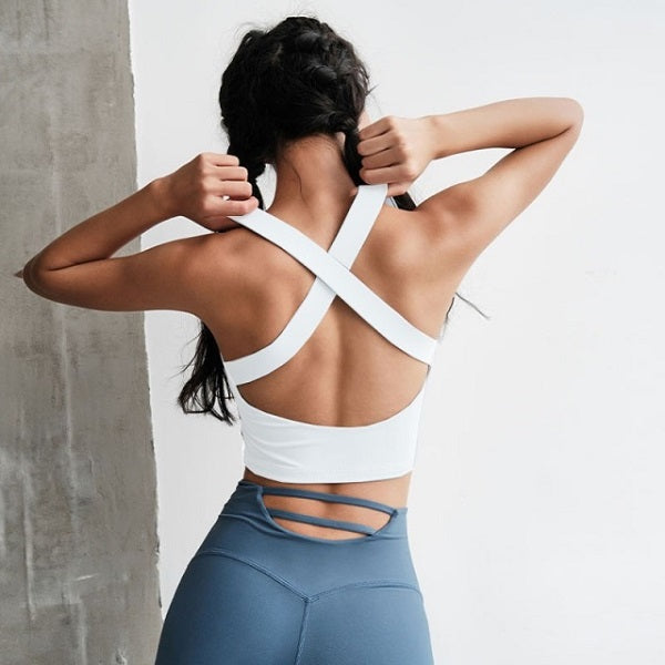 Sports Yoga Crop Top Solid Athletic Vest Gym Shirt Sportswear Mssza