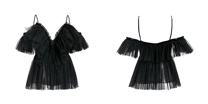 Strap Ruffles V Neck Off Shoulder Peplum Tops Mssza