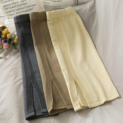 Style Elastic High Waist Slim Split Bodycon Long Skirt Mssza