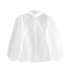 Transparent Dots Embroidery Blouse Mssza
