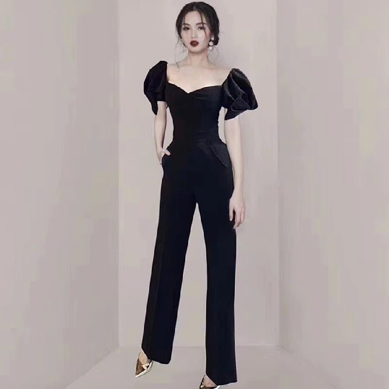 V Neck Short Sleeve Elegant Jumpsuit Mssza