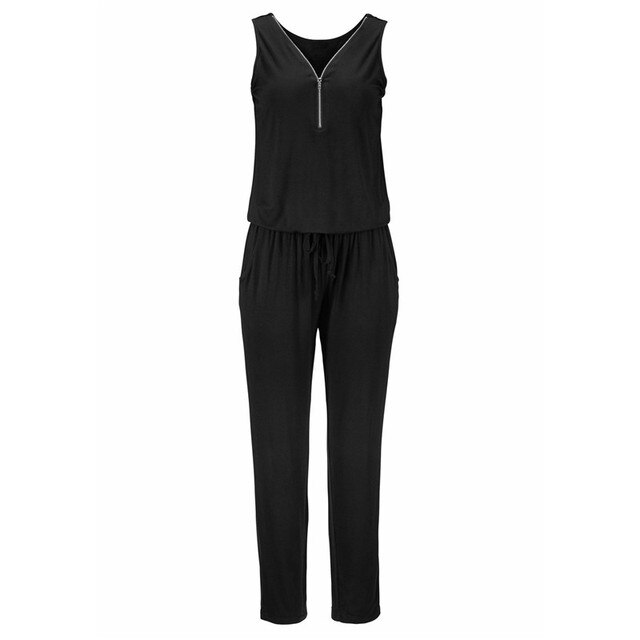 V-neck Zipper Sleeveless Rompers Mssza