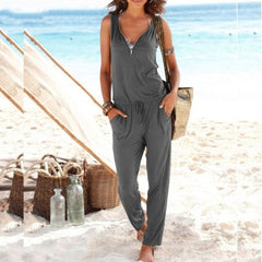 V-neck Zipper Sleeveless Rompers Mssza