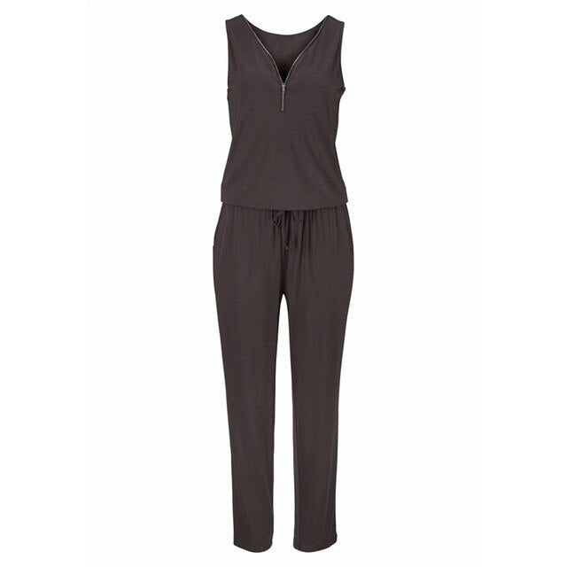 V-neck Zipper Sleeveless Rompers Mssza