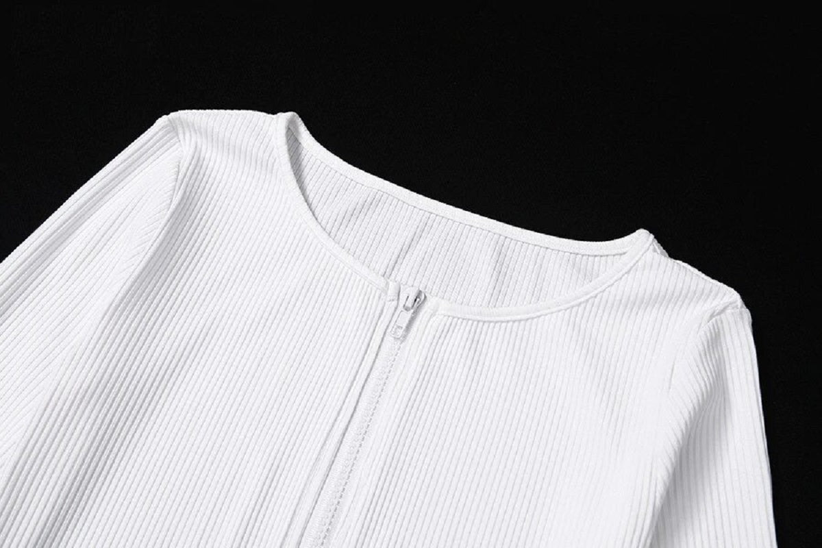 Zipper Slim Casual Street Crop Tops Mssza