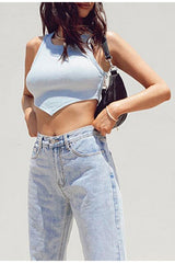 sleeveless club wear short top Mssza