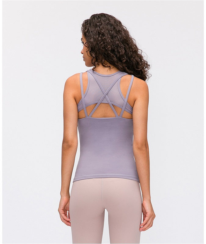 slim fit mesh patchwork Fitness training tank tops Mssza