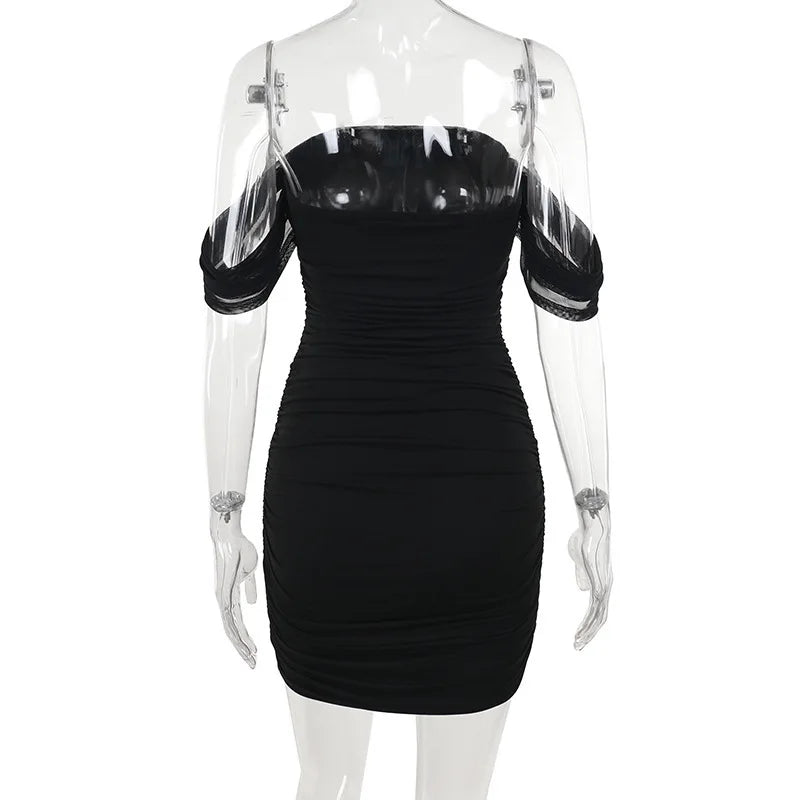 Off the Shoulder Short Sleeve Mini Dress Mssaz Desses