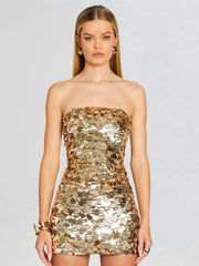 Sequins Strapless Bodycon Mini Dress Mssaz Desses