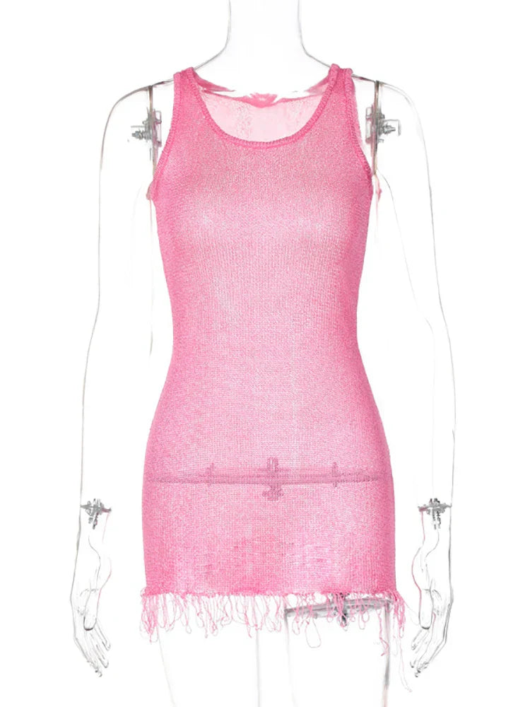 Knit Tassel Mini Dress Mssaz Desses
