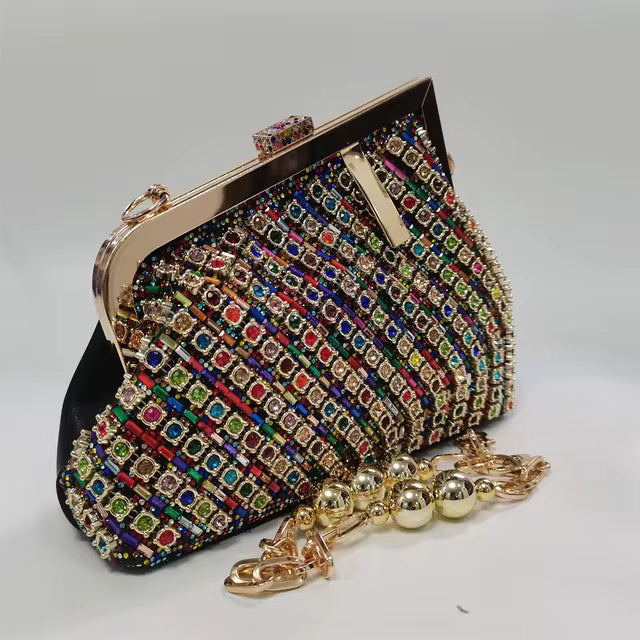 Latest Irregular Diamond Rhinestone Large Capacity Clutch Mssza
