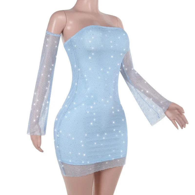 Off Shoulder Backless Long Sleeve Mini Dress Mssaz Desses