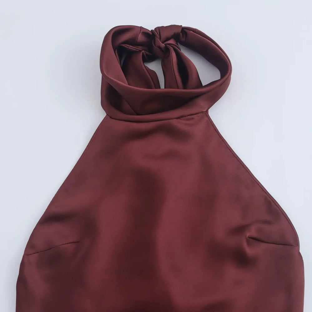 Solid Sleeveless Backless Bow Zipper Long Dress Mssaz Desses