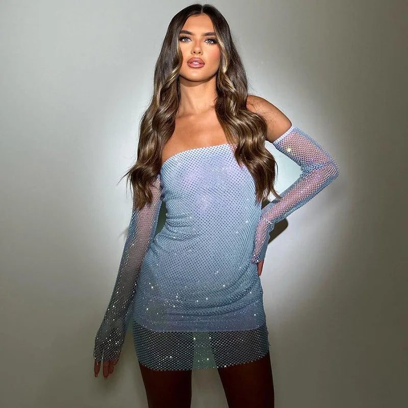 Off Shoulder Backless Long Sleeve Mini Dress Mssaz Desses