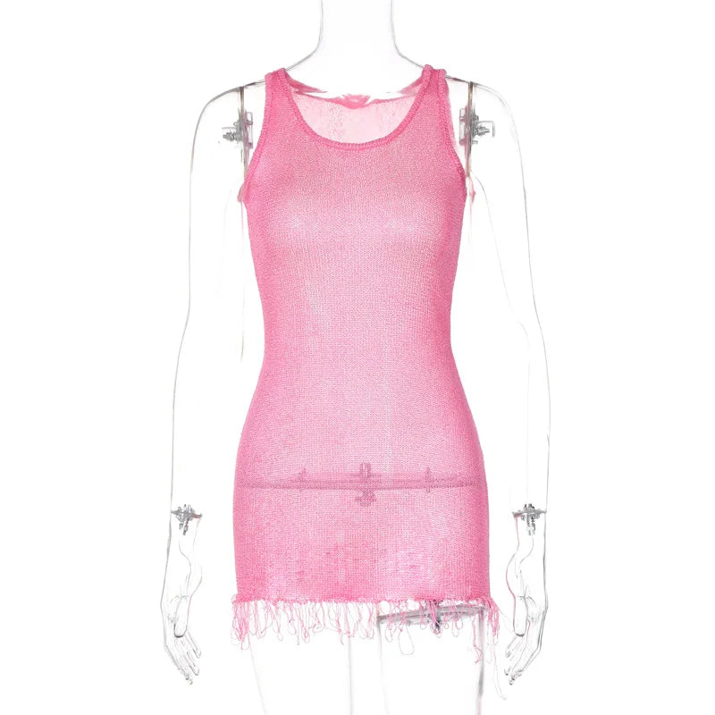 Knit Tassel Mini Dress Mssaz Desses
