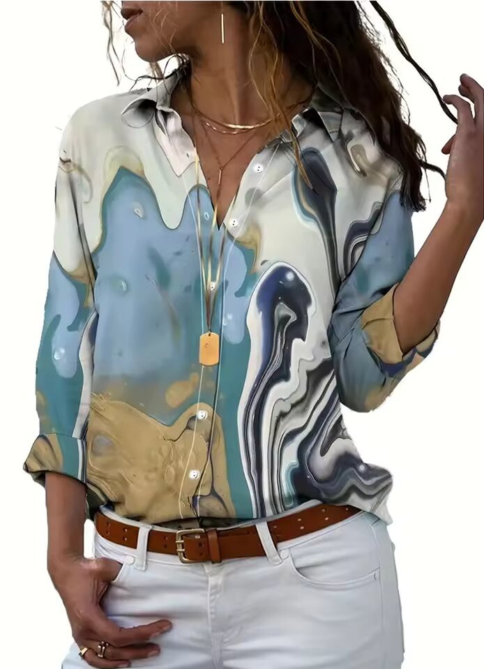Casual Basic Tops with Cactus and Succulent Print Mssza