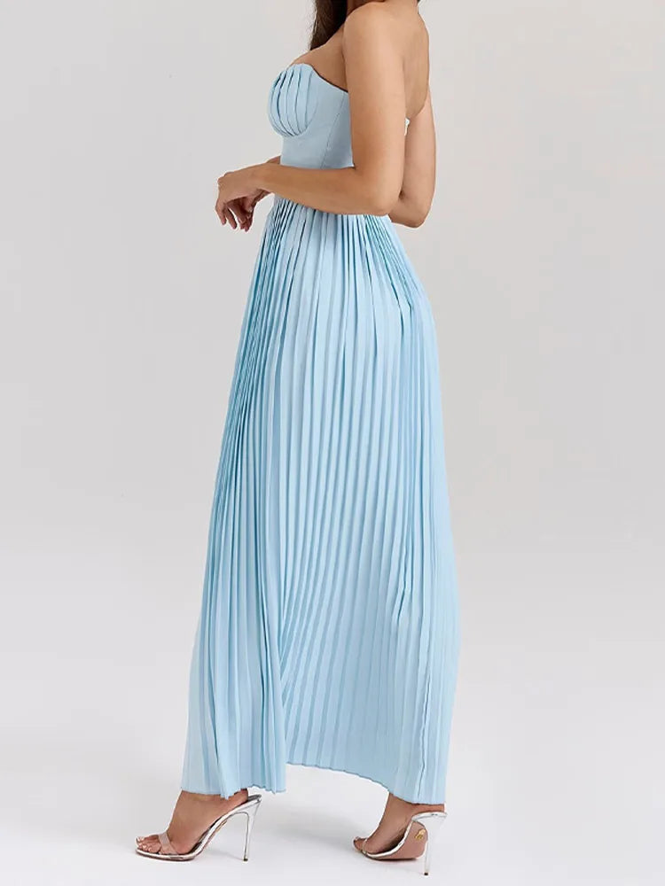 Pleated Maxi Dress Mssaz Desses