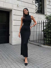 Sleeveless Turtleneck Maxi Dress Mssaz Desses