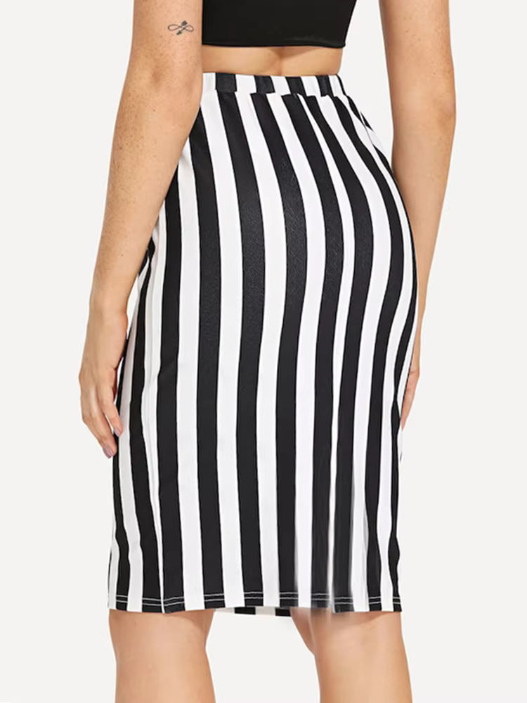 Striped Printed casual High Waist Elastic Pencil Skirts Mssza