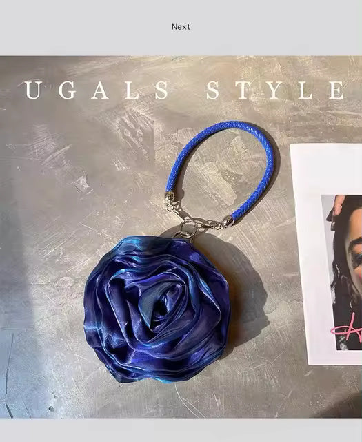 Silk Satin Rose Flower Clutch Purse Mssza