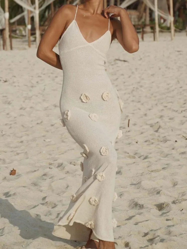 Halter Neck Flower Patchwork Lace-up Maxi Dress Mssaz Desses