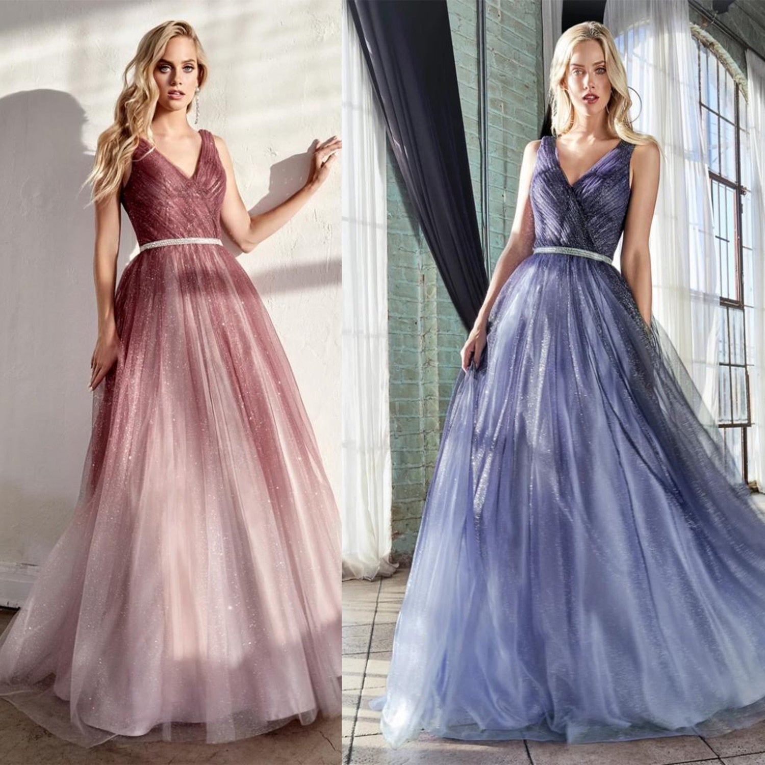 Deep V-neck Shiny Tulle Cocktail Dresses Mssaz Desses