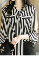 Elegant Striped Printing Long Sleeve Shirt Mssza