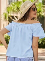 Off Shoulder Ruffle Edge Shirt Mssza