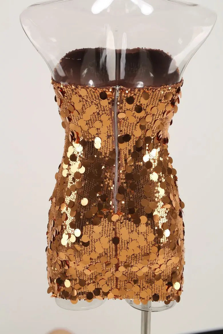 Sequins Strapless Bodycon Mini Dress Mssaz Desses
