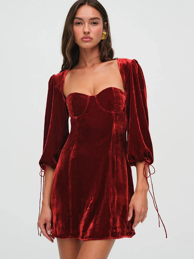 Backless Lace Up Long Sleeve Dress Mssaz Desses