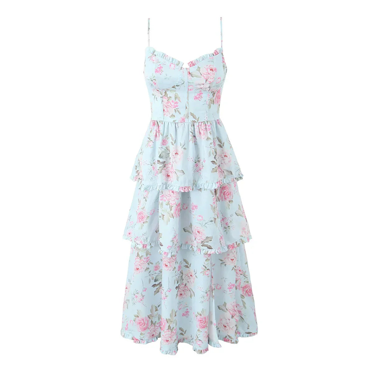 Print Cross Lacing up Back Slit Midi Dress Mssaz Desses