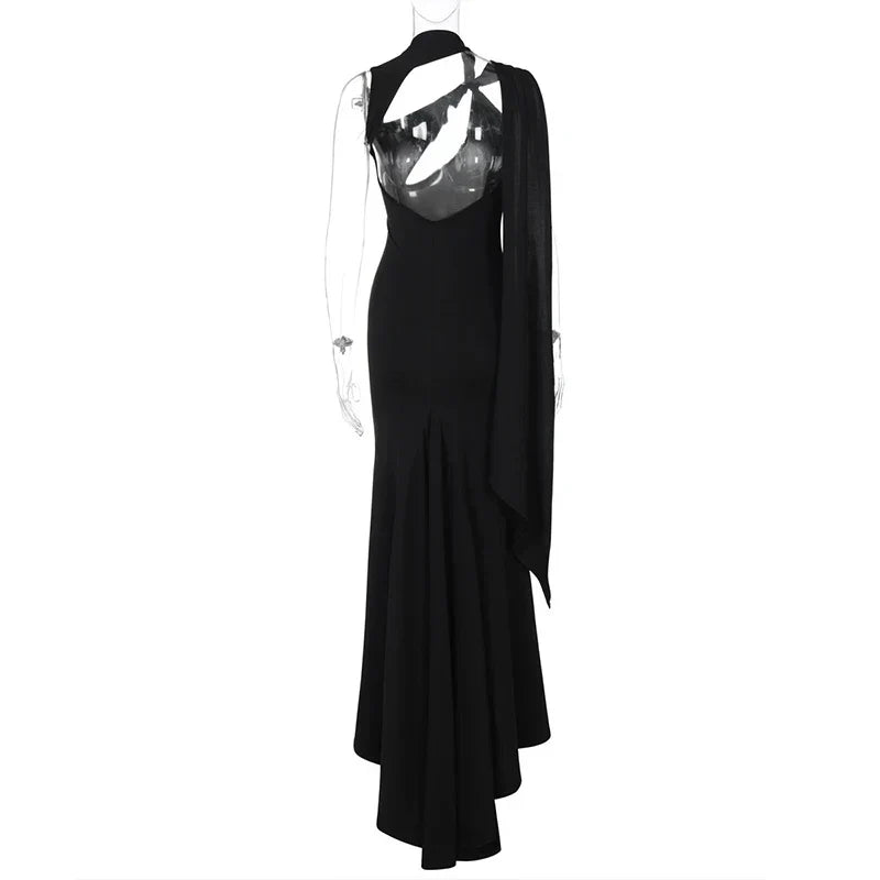 Hollow Out Sleeveless Black Maxi Dress Mssaz Desses