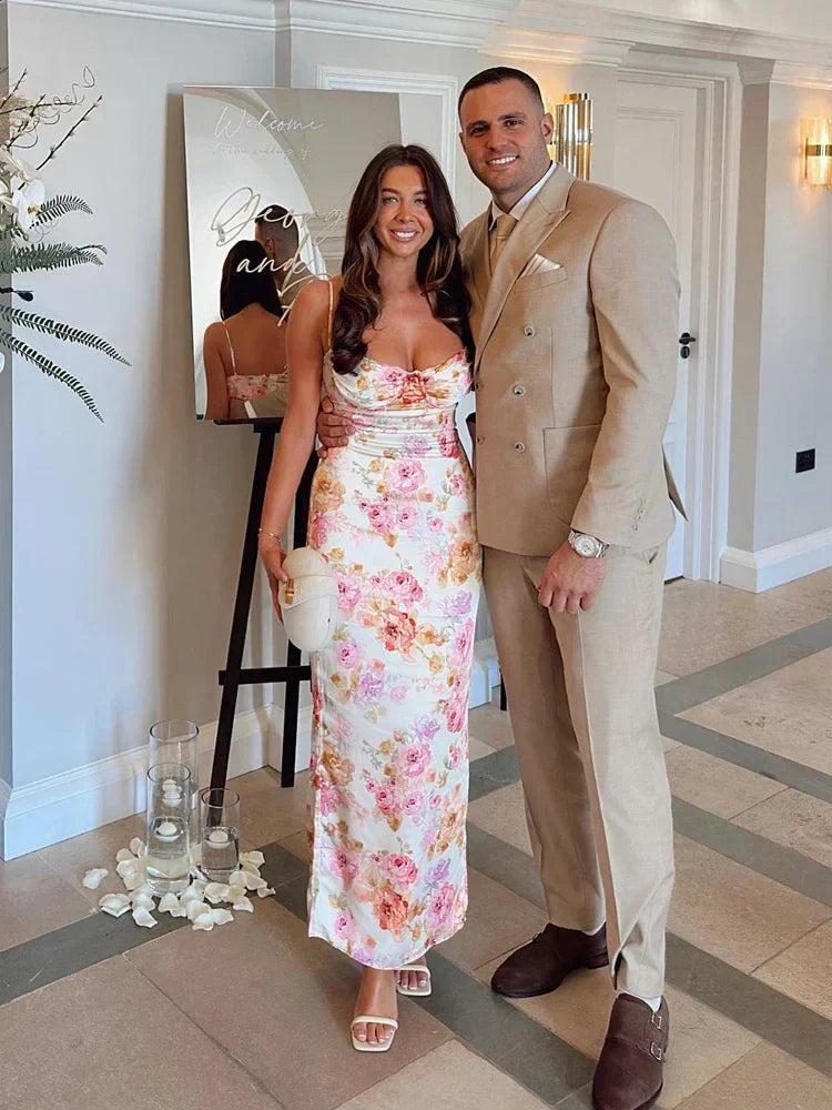 Lucy | Floral Satin Maxi Dress Mssaz Desses