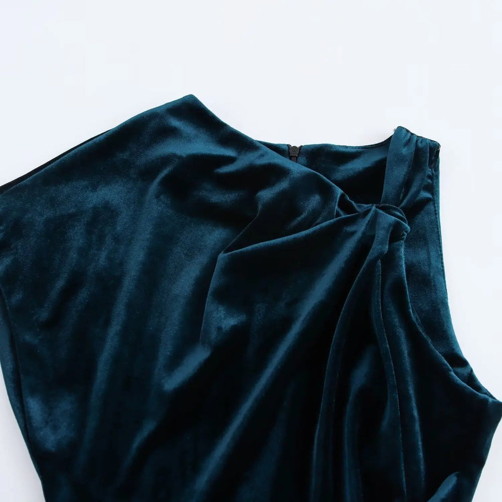 Asymmetric Sleeveless Velvet Dress Mssaz Desses