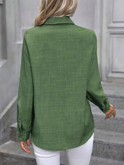 Casual A Solid Color Long-sleeved Lapel Simple Shirt Mssza