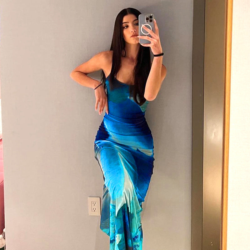 Blue Boho Printed Yellow Sundress Mssaz Desses