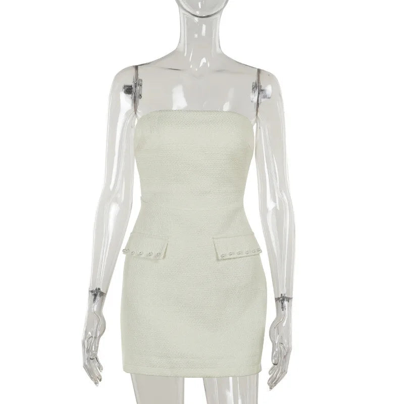Pearl Long Sleeve Coat And Mini Strapless Dress Sets Mssaz Desses
